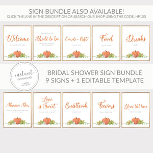 Pumpkin Bridal Shower Mimosa Bar Sign Printable INSTANT DOWNLOAD, Pumpkin Birthday Sign, Pumpkin Baby Shower Decorations Supplies - HP100 - @PlumPolkaDot 
