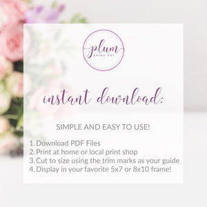 Geometric Rose Gold Greenery Printable Drinks Sign INSTANT DOWNLOAD, Bridal Shower, Baby Shower, Wedding Decorations and Supplies - GFRG100 - @PlumPolkaDot 