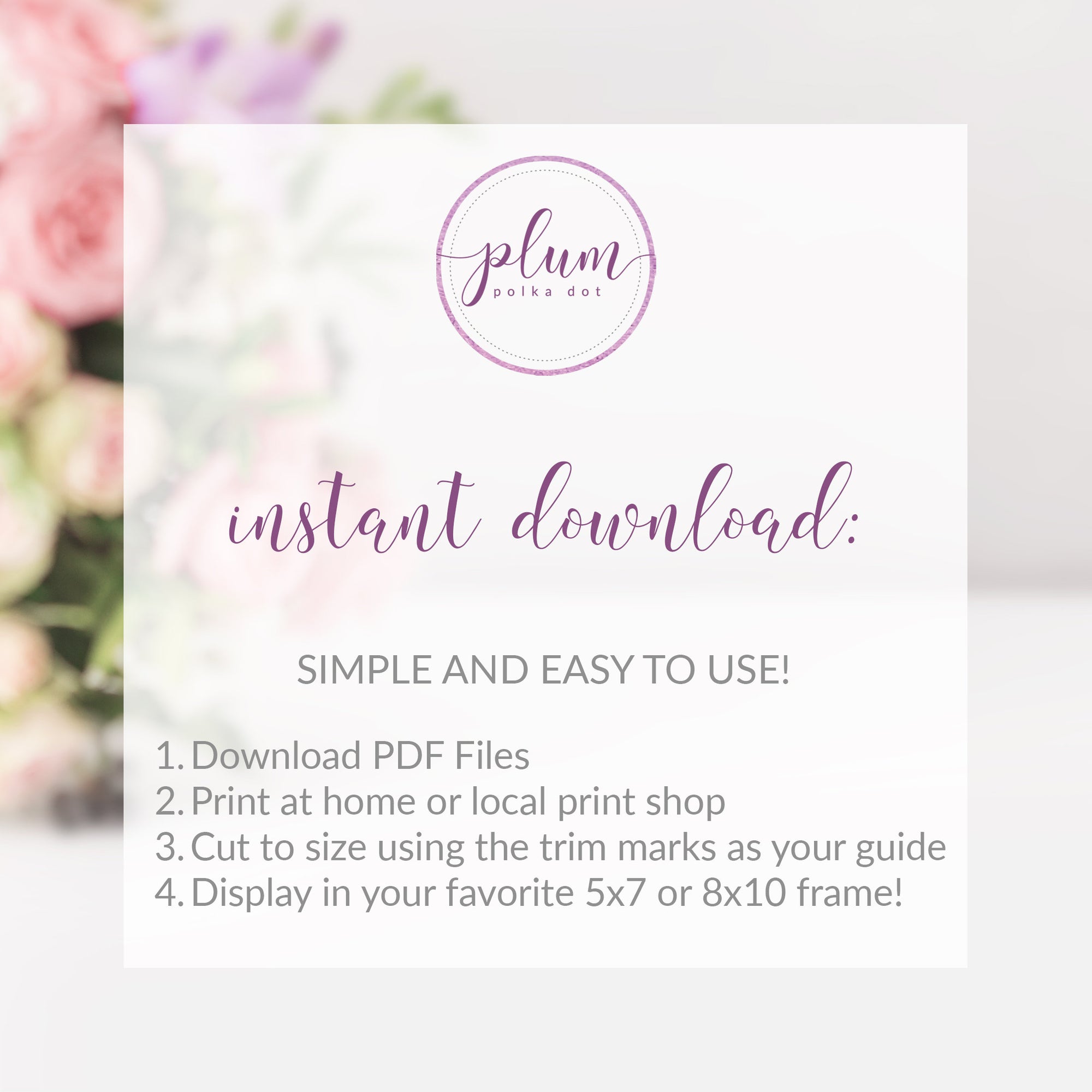 Blue Floral Cards and Gifts Sign Printable, INSTANT DOWNLOAD - BF100