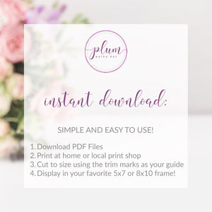 Blush Floral Greenery Guestbook Sign Printable INSTANT DOWNLOAD, Gold Bridal Shower Guestbook Sign, Wedding Decoration Supplies - BGF100 - @PlumPolkaDot 