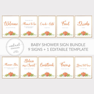 Little Pumpkin Baby Shower Sign Bundle, Little Pumpkin Baby Shower Decorations, Halloween Baby Shower, INSTANT DOWNLOAD - HP100 - @PlumPolkaDot 