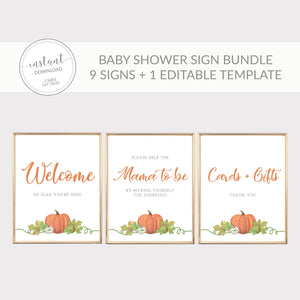 Little Pumpkin Baby Shower Sign Bundle, Little Pumpkin Baby Shower Decorations, Halloween Baby Shower, INSTANT DOWNLOAD - HP100 - @PlumPolkaDot 