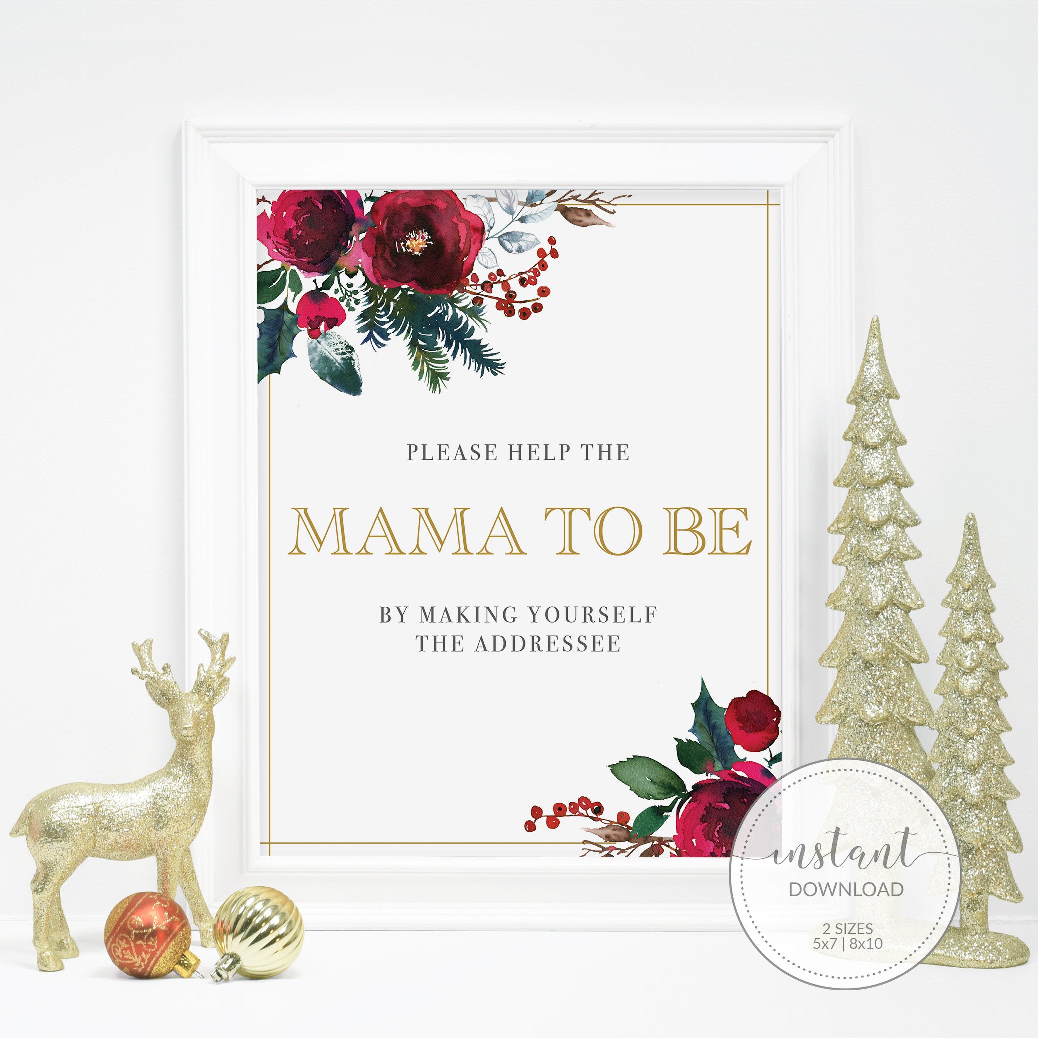 Christmas Baby Shower Addressee Sign Printable, Address an Envelope Sign, Winter Baby Shower Decorations, INSTANT DOWNLOAD - CG100 - @PlumPolkaDot 