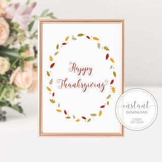 Happy Thanksgiving Sign, Thanksgiving Home Decor, Thanksgiving Signs Printable, Front Entrance Decor, INSTANT DOWNLOAD - FL100 - @PlumPolkaDot 