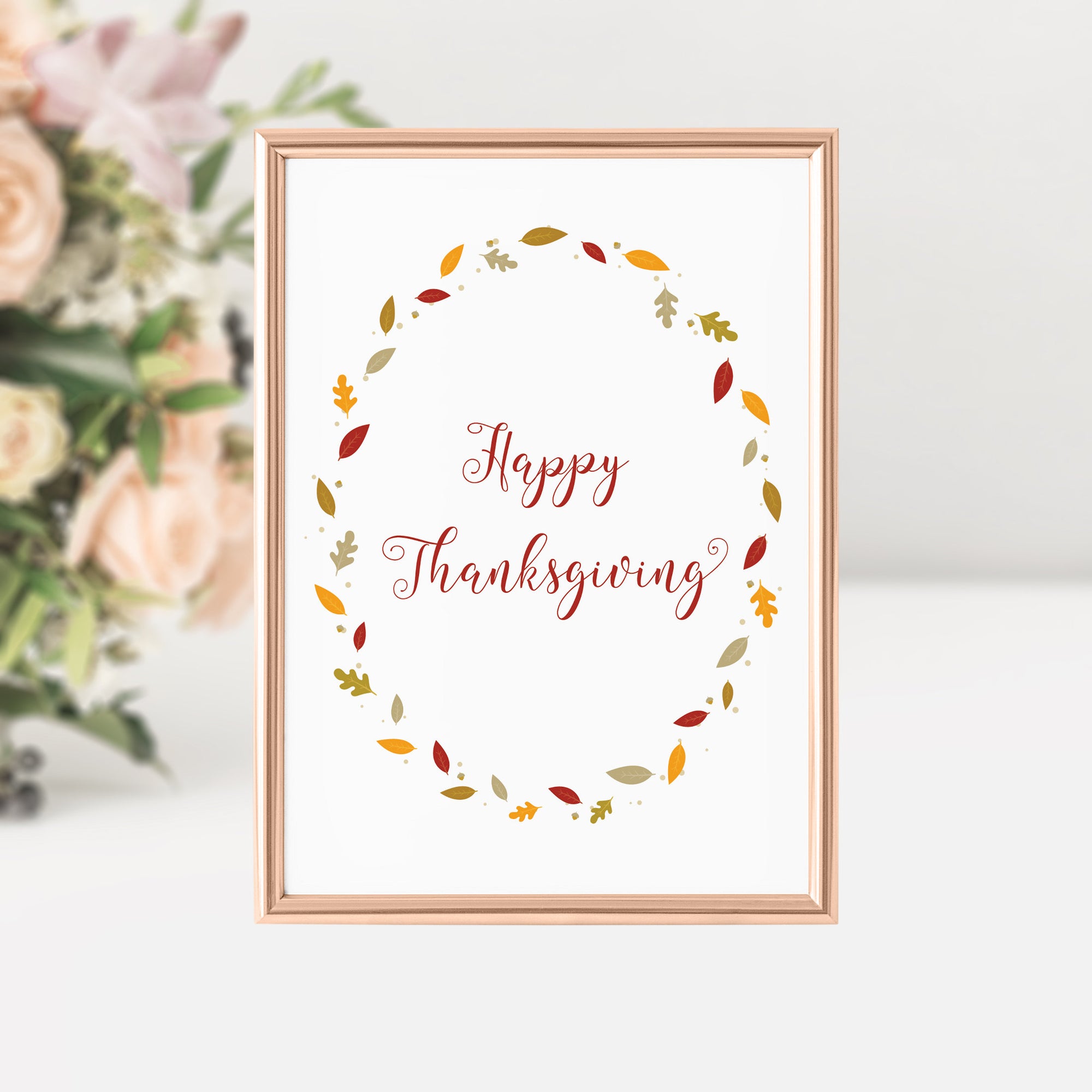 Happy Thanksgiving Sign, Thanksgiving Home Decor, Thanksgiving Signs Printable, Front Entrance Decor, INSTANT DOWNLOAD - FL100 - @PlumPolkaDot 