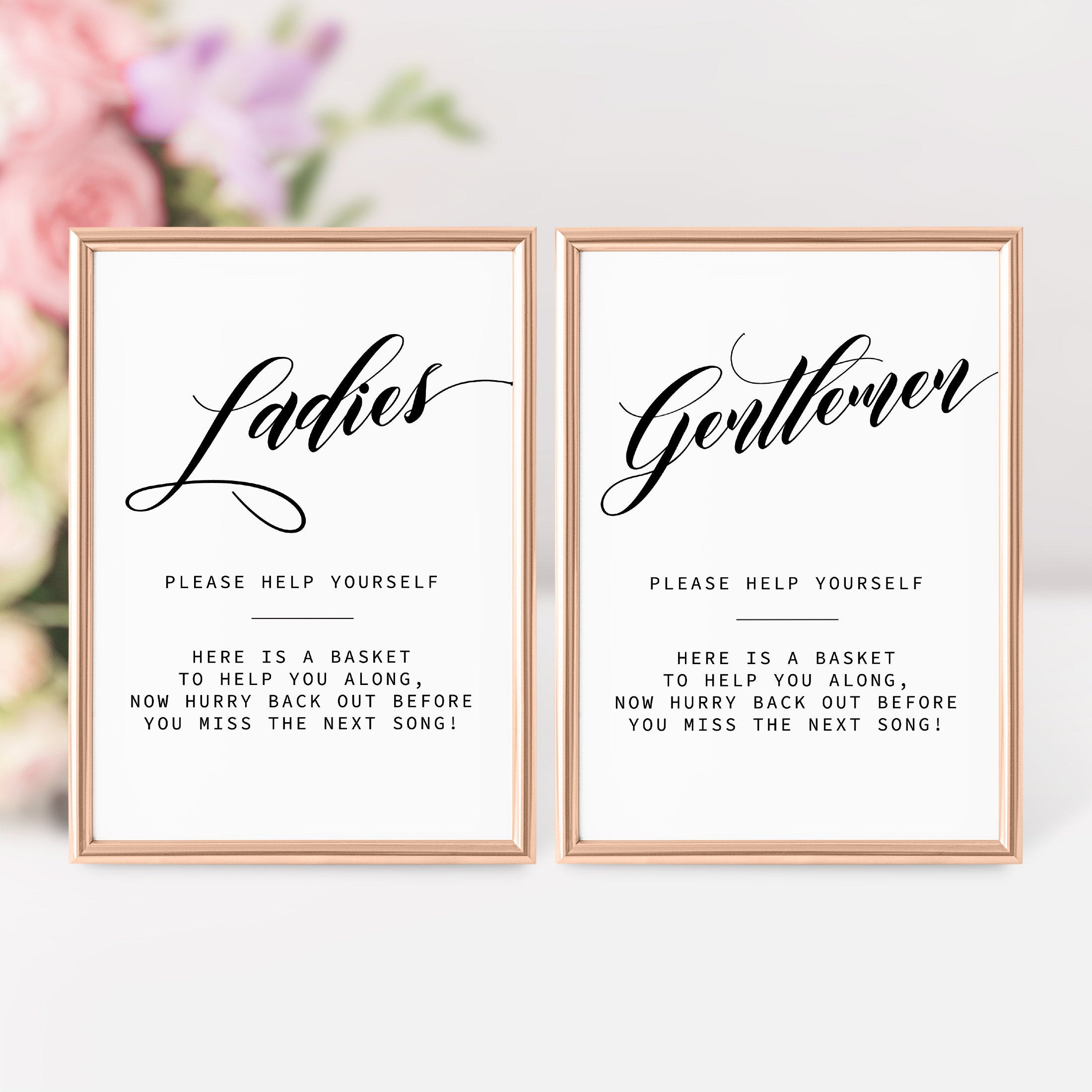 Wedding Bathroom Basket Sign, Ladies Bathroom Sign Wedding, Gentlemen Bathroom Sign at Wedding, Bathroom Wedding Sign Printable - SFB100 - @PlumPolkaDot 