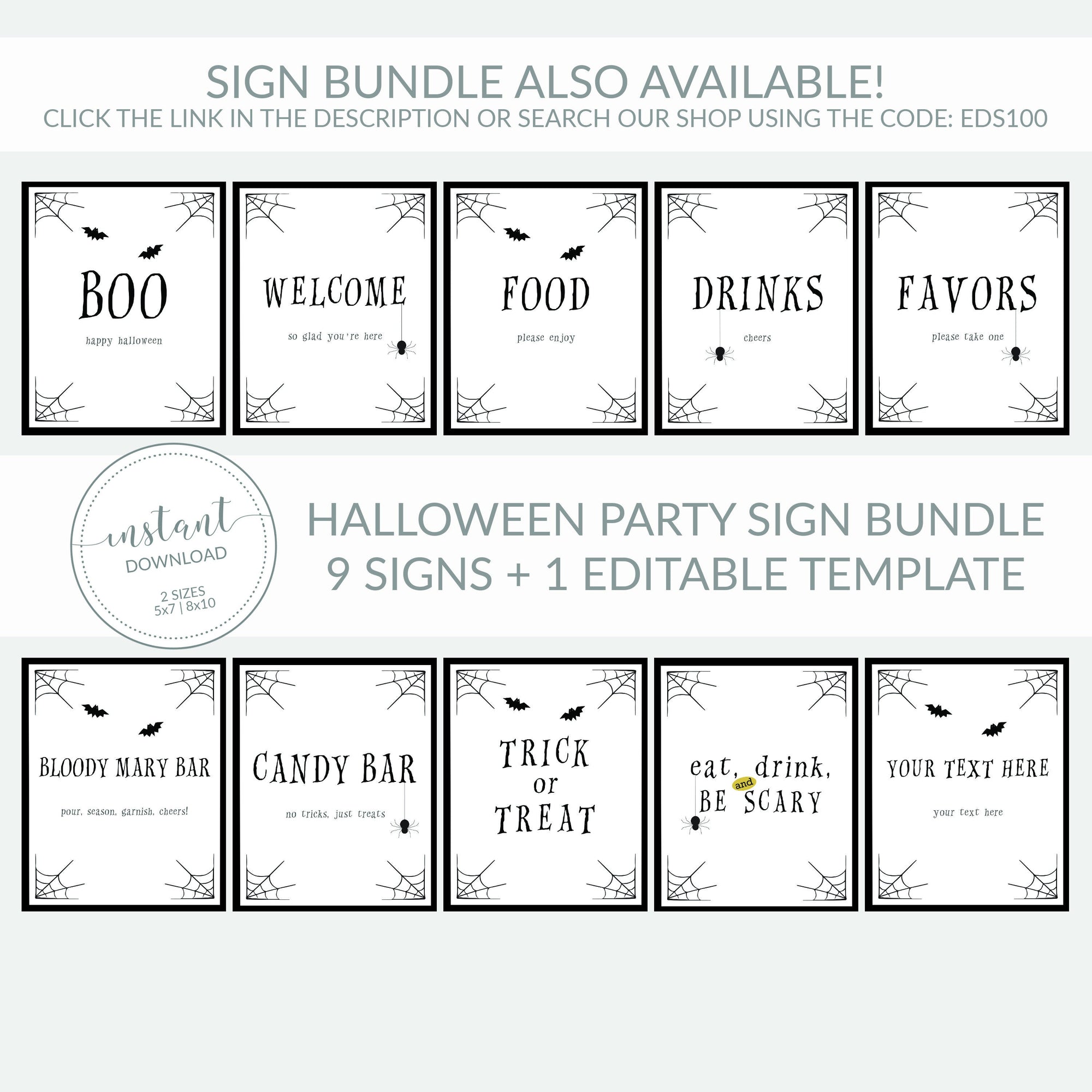 Halloween Party Mimosa Bar Sign, Halloween Brunch Sign, Halloween Party Decor for Adults - INSTANT DOWNLOAD - EDS100 - @PlumPolkaDot 