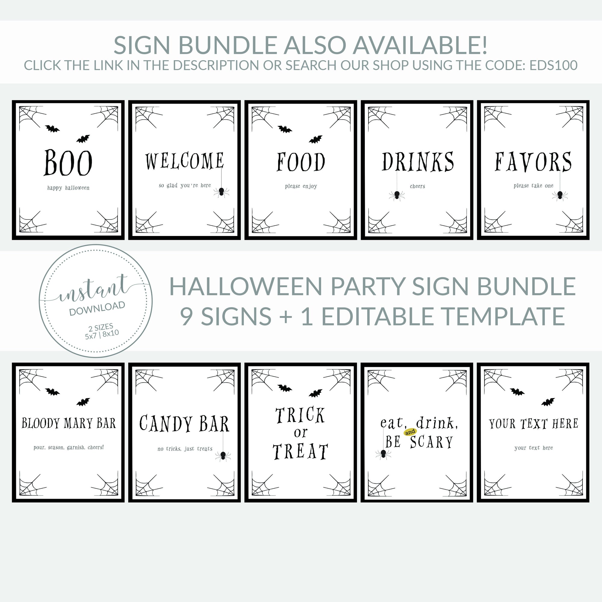 Trunk or Treat Decorations, Trunk Or Treat Ideas, Black and White Halloween, Trunk Or Treat Sign, Truck or Treat, INSTANT DOWNLOAD - EDS100 - @PlumPolkaDot 