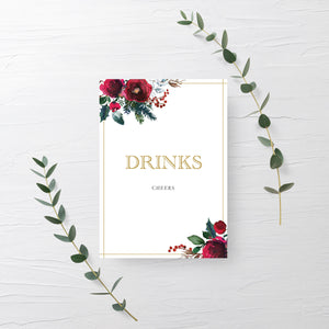 Christmas Party Drinks Sign Printable, Christmas Bridal Shower Sign, Holiday Party Printable Decorations, INSTANT DOWNLOAD - CG100 - @PlumPolkaDot 