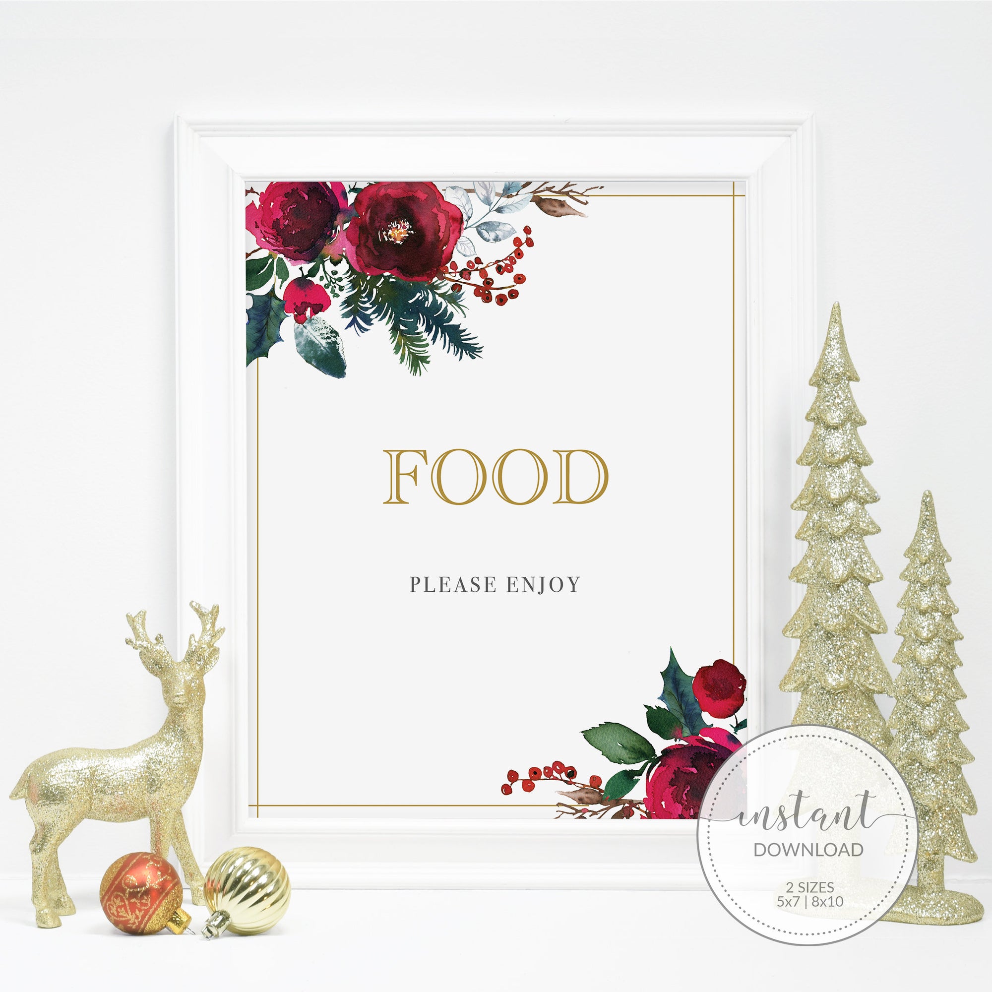 Christmas Party Food Sign Printable, Christmas Bridal Shower Sign, Holiday Party Printable Decorations, INSTANT DOWNLOAD - CG100 - @PlumPolkaDot 