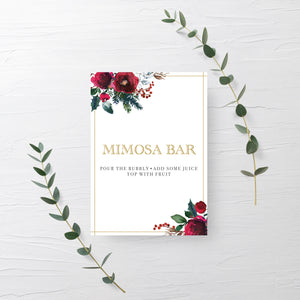 Christmas Party Mimosa Bar Sign, Christmas Brunch Decorations, Christmas Bridal Shower Mimosa Bar Sign Printable, INSTANT DOWNLOAD - CG100 - @PlumPolkaDot 