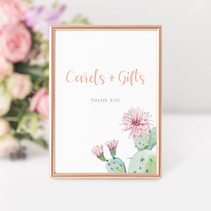Cactus Cards and Gifts Sign Printable, Succulent Bridal Shower Gift Table Sign, Succulent Baby Shower Table Signs, DIGITAL DOWNLOAD - CS100 - @PlumPolkaDot 