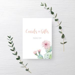 Cactus Cards and Gifts Sign Printable, Succulent Bridal Shower Gift Table Sign, Succulent Baby Shower Table Signs, DIGITAL DOWNLOAD - CS100 - @PlumPolkaDot 