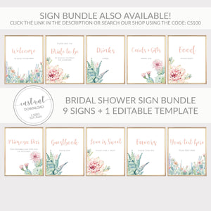 Succulent Favors Sign Printable, Succulent Bridal Shower Sign, Succulent Baby Shower Table Signs, DIGITAL DOWNLOAD - CS100 - @PlumPolkaDot 