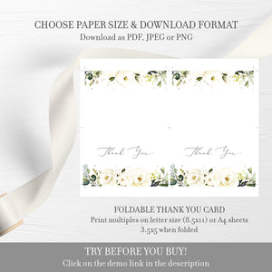 White Floral Greenery Wedding Invitation Template, Printable Wedding Invitation Set, Editable Wedding Invitation, DIGITAL DOWNLOAD - WRG100 - @PlumPolkaDot 