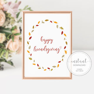 Happy Friendsgiving Sign Printable, Friendsgiving Decor, Friendsgive Sign Printable, INSTANT DOWNLOAD - FL100 - @PlumPolkaDot 