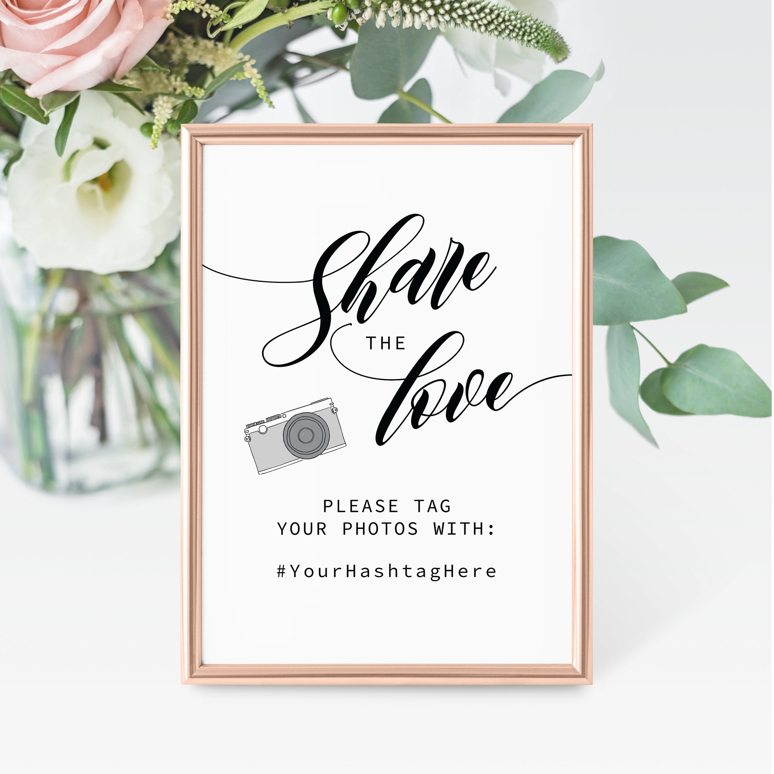 Wedding Hashtag Sign Template, Wedding Hashtag Printable, Share The Love Template, Wedding Hashtag Sign DIGITAL DOWNLOAD - SFB100 - @PlumPolkaDot 