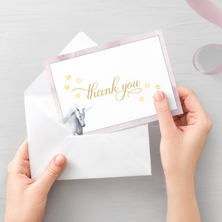 Unicorn Thank You Card Printable, Unicorn Thank You Note, Folded and Flat Cards 5X3.5, Editable Template DIGITAL DOWNLOAD - D200 - @PlumPolkaDot 