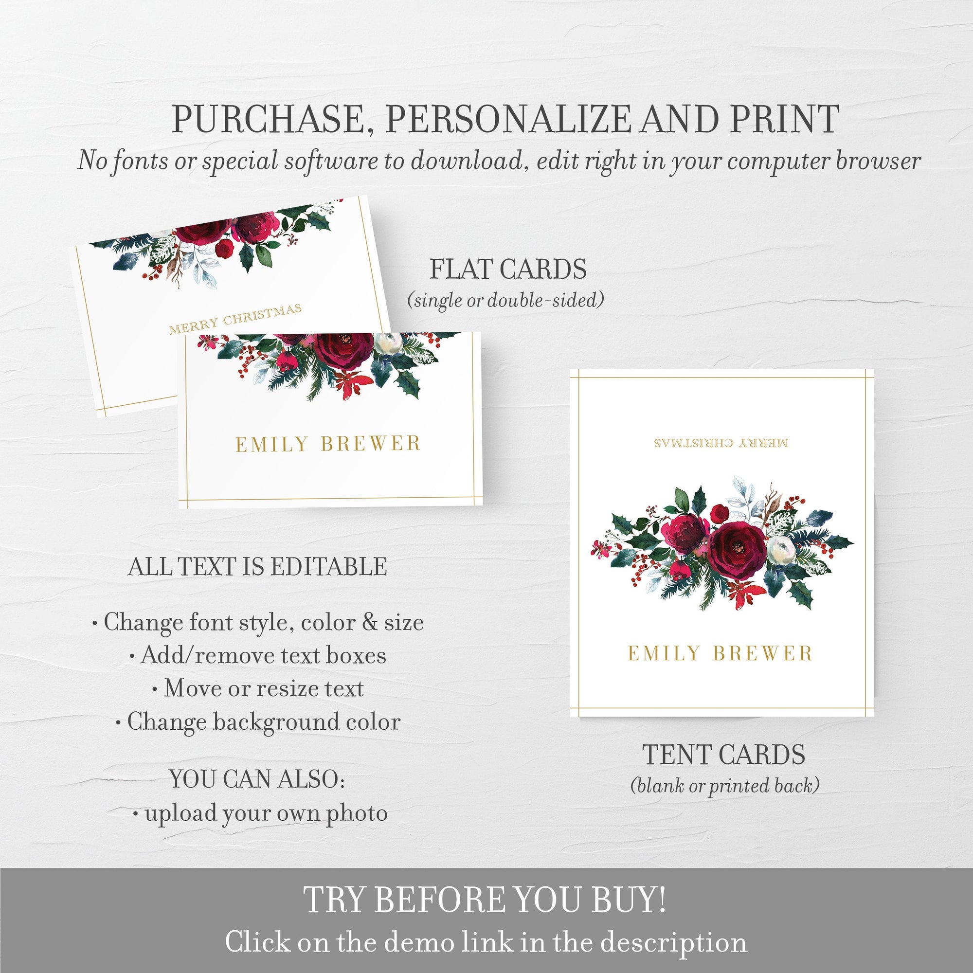 christmas-place-card-template-printable-winter-name-card-editable-in-plumpolkadot for Free Printable Christmas Place Cards Template Christmas Place Card Template, Printable Winter Name Card, Editable IN - PlumPolkaDot for Free Printable Christmas Place Cards Template