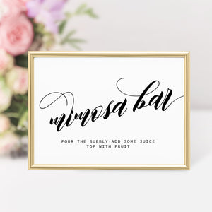 Mimosa Bar Sign, Bridal Shower Mimosa Bar Printable, Bubbly Bar Sign, Bridal Shower Decorations, DIGITAL DOWNLOAD - SFB100 - @PlumPolkaDot 