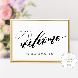 Printable Welcome Sign Black and White, Black Bridal Shower Welcome Sign, Black Baby Shower Welcome Sign, DIGITAL DOWNLOAD - SFB100 - @PlumPolkaDot 