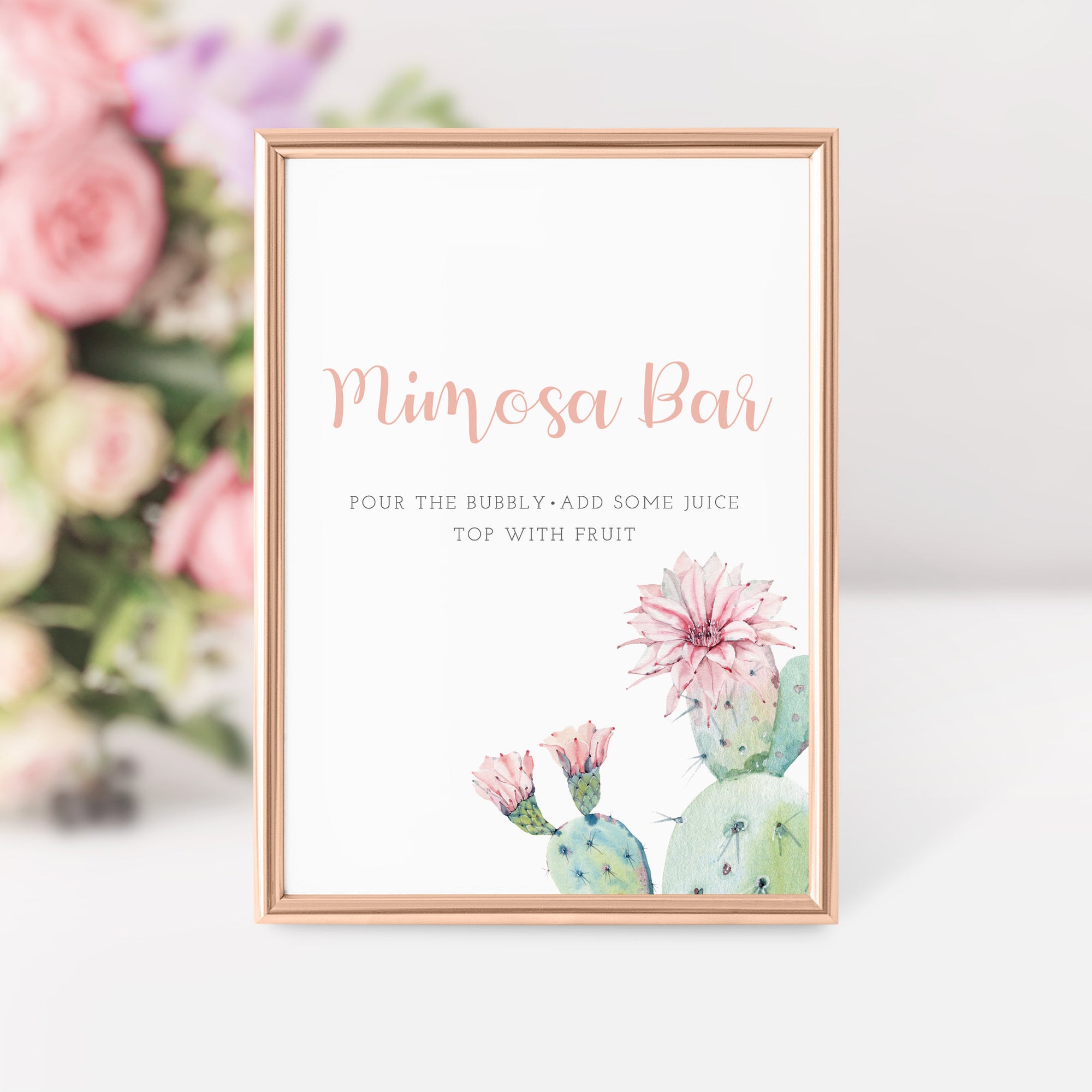 succulent bridal shower invites Succulent Bridal Shower Mimosa Bar Sign, Printable Cactus Bubbly Bar S
