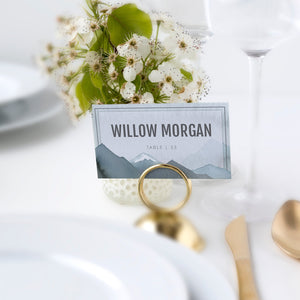 Mountain Wedding Place Card Template, Personalized Rocky Mountain Wedding Name Cards, Printable Place Cards, DIGITAL DOWNLOAD - D100 - @PlumPolkaDot 