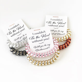 I Couldn't Tie The Knot Without You Will You Be My Bridesmaid Gift, Bridesmaid Proposal, Ask Bridesmaid Gift, Spiral Coil Hair Ties - @PlumPolkaDot 