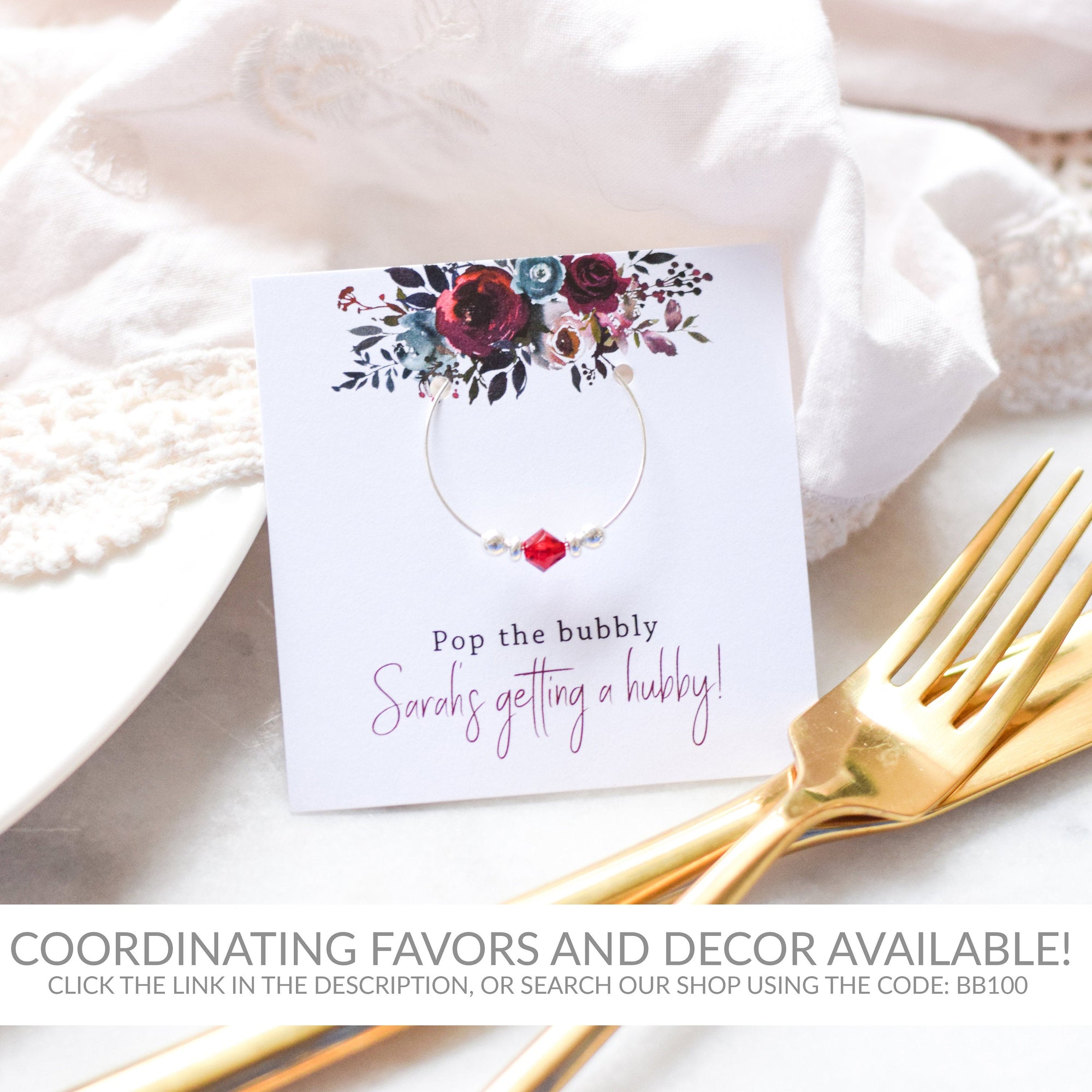Burgundy and Navy Wedding Place Card Template, Personalized Wedding Name Cards, Printable Place Cards, DIGITAL DOWNLOAD - BB100 - @PlumPolkaDot 