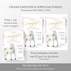 Unicorn Baby Shower Invitation Template, Unicorn Baby Shower Invite Printable, Editable DIGITAL DOWNLOAD - D200 - @PlumPolkaDot 