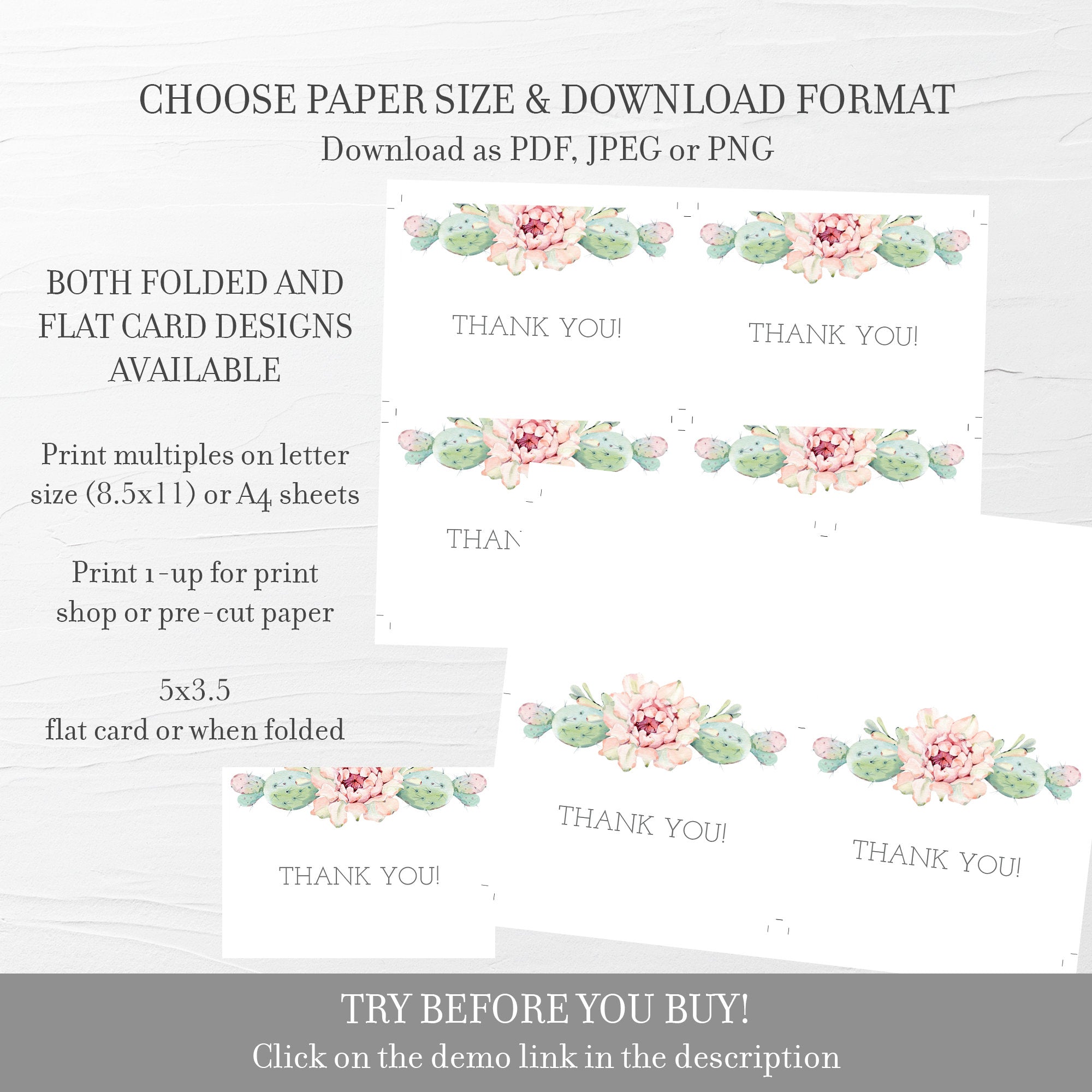 cactus-thank-you-card-template-succulent-thank-you-note-folded-and-f-plumpolkadot for Free Printable Foldable Thank You Cards Cactus Thank You Card Template, Succulent Thank You Note, Folded and F - PlumPolkaDot for Free Printable Foldable Thank You Cards