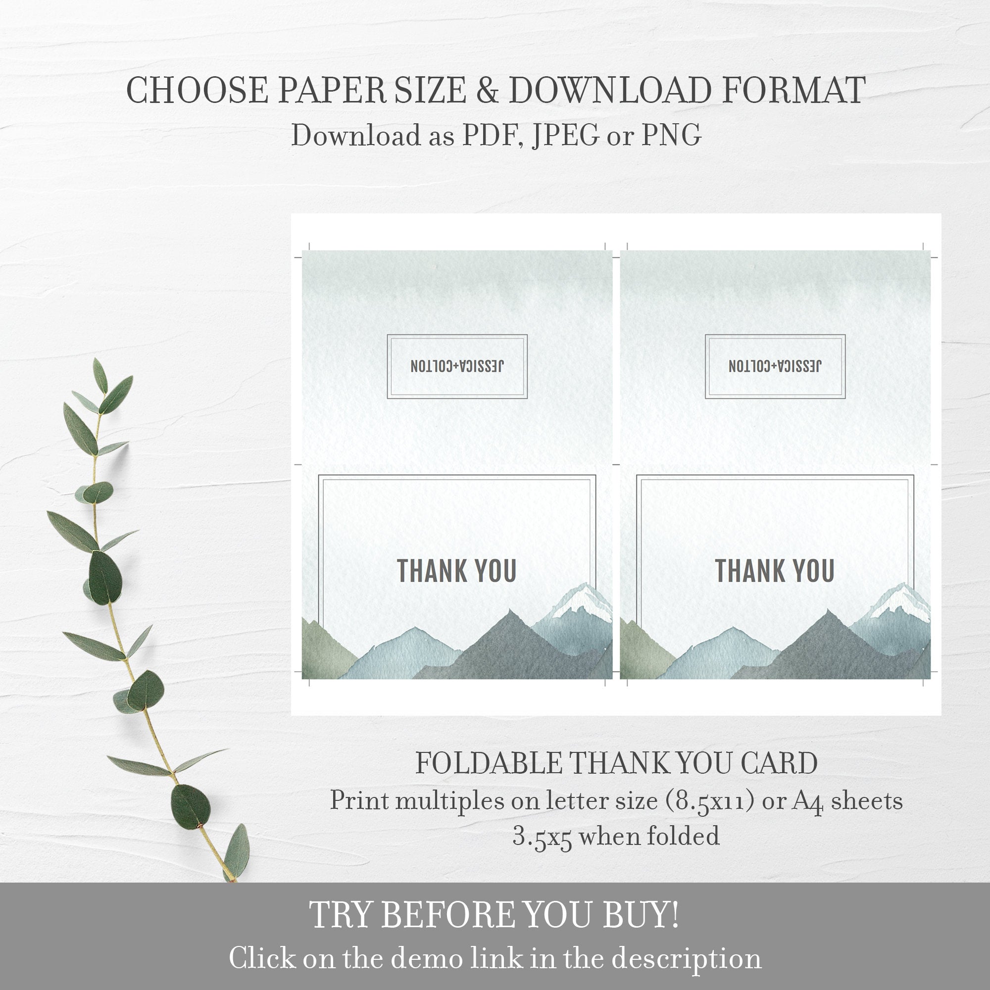 Mountain Wedding Invitation Template, Rocky Mountain Wedding Invitation Suite, Editable Printable DIGITAL DOWNLOAD - D100 - @PlumPolkaDot 