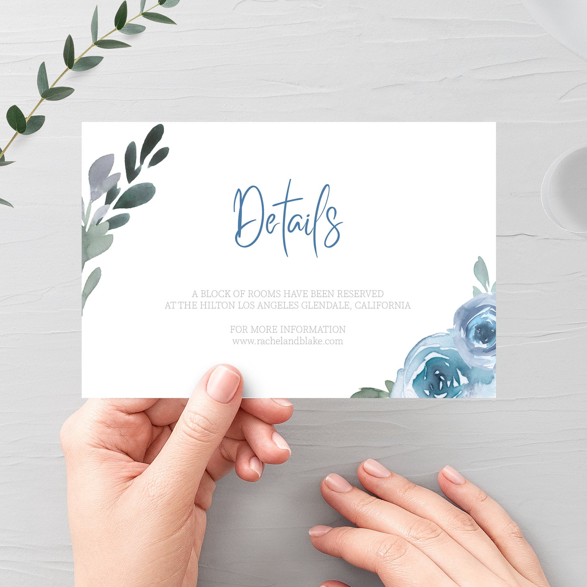 Blue Floral Wedding Invitation Template, Editable Wedding Invitation Suite Printable, Blue Wedding Invite Set, INSTANT DOWNLOAD - BF100 - @PlumPolkaDot 