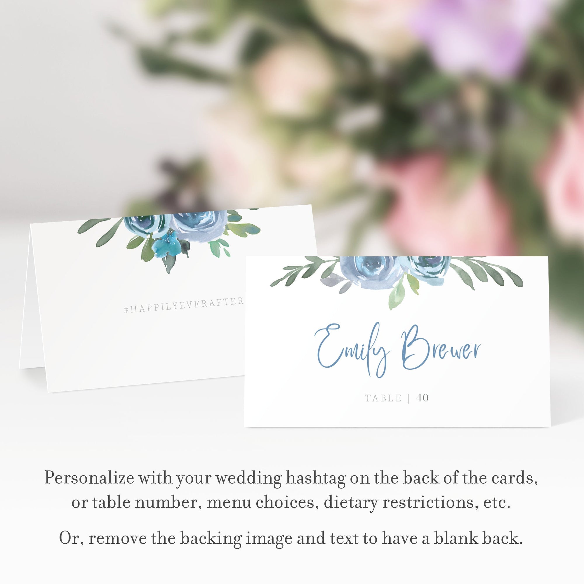 blue-floral-wedding-place-card-template-printable-name-cards-editabl-plumpolkadot for Free Printable Place Cards Template Blue Floral Wedding Place Card Template, Printable Name Cards, Editabl - PlumPolkaDot for Free Printable Place Cards Template