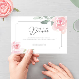 Pink Floral Wedding Invitation Template, Editable Wedding Invitation Suite Printable, Blush Wedding Invite Set, INSTANT DOWNLOAD - FR100 - @PlumPolkaDot 
