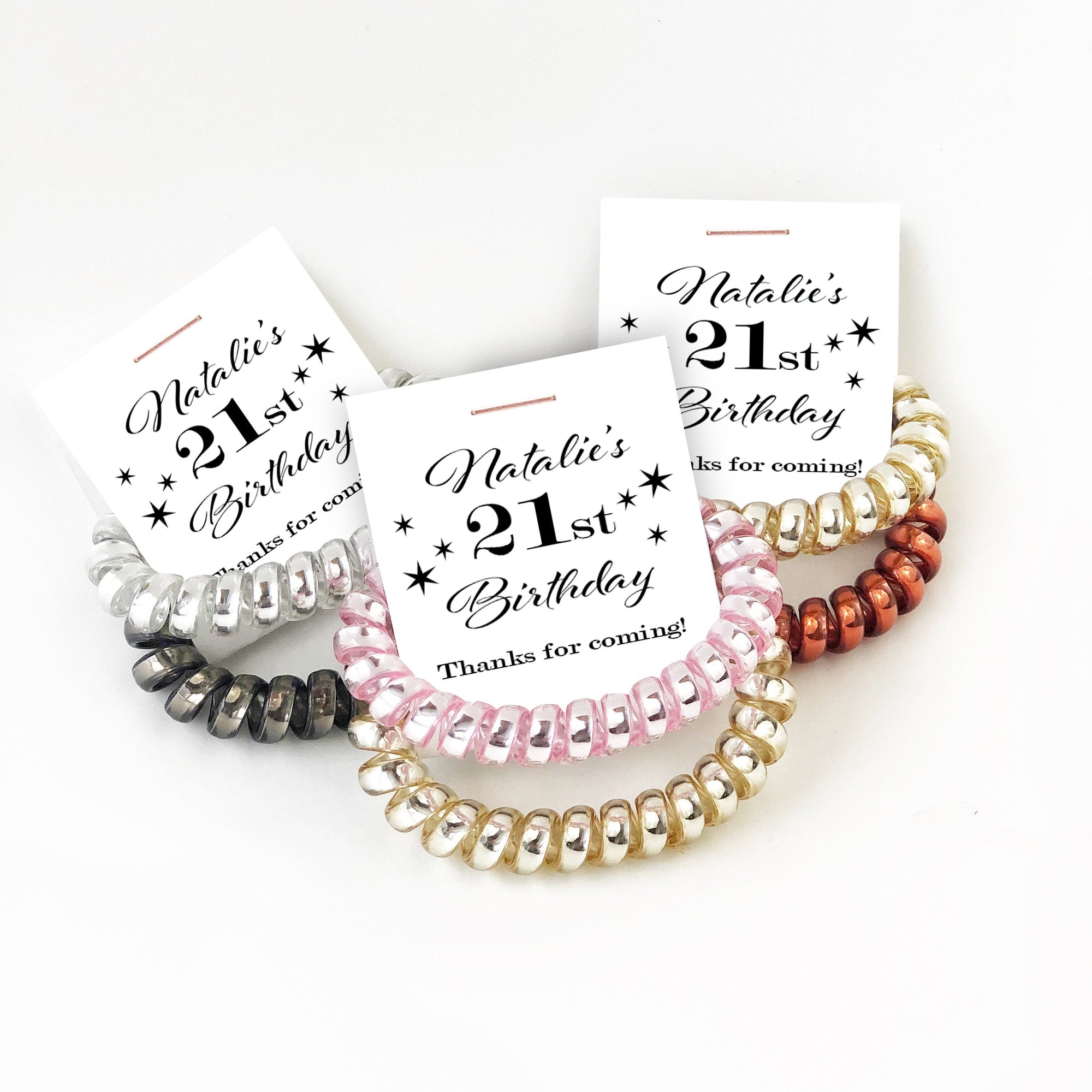 21st Birthday Party Favors, Spiral Hair Ties
