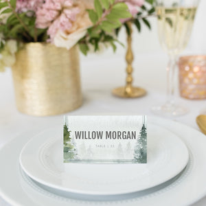 Woodland Wedding Place Card Template, Personalized Forest Wedding Name Cards, Printable Place Cards Trees, DIGITAL DOWNLOAD - D100 - @PlumPolkaDot 