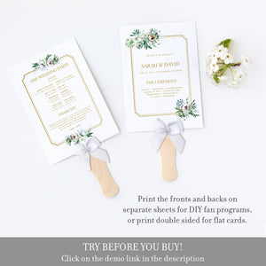 Blush Floral Greenery Wedding Program Template, Gold Wedding Ceremony Programs, Editable Wedding Program, 5x7 DIGITAL DOWNLOAD - BGF100 - @PlumPolkaDot 