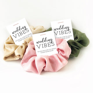 Wedding Vibes Scrunchies, Bridal Party Gifts, To Have and To Hold Your Hair Back, Bridesmaid Gift, Hair Ties Bridal Shower Favors - @PlumPolkaDot 