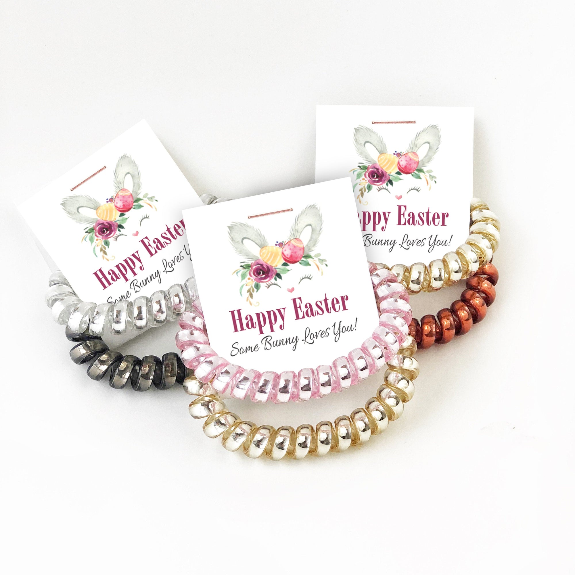 Easter Basket Stuffers, Spiral Hair Ties - B100 - @PlumPolkaDot 