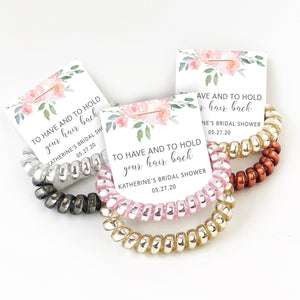 Pink Floral Bridal Shower Favors For Guests, Spiral Hair Ties - FR100 - @PlumPolkaDot 