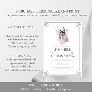 Fairytale Wedding Invitations Template, Fairy Tale Wedding Invitation Suite, Fairytale Invitation, Editable Printable DIGITAL DOWNLOAD D500 - @PlumPolkaDot 