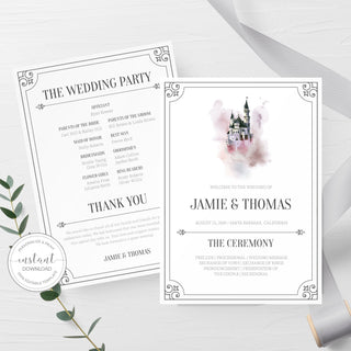 Fairytale Wedding Ceremony Program Template, Once Upon a Time Wedding Programs, Editable Wedding Program, 5x7 DIGITAL DOWNLOAD - D500 - @PlumPolkaDot 