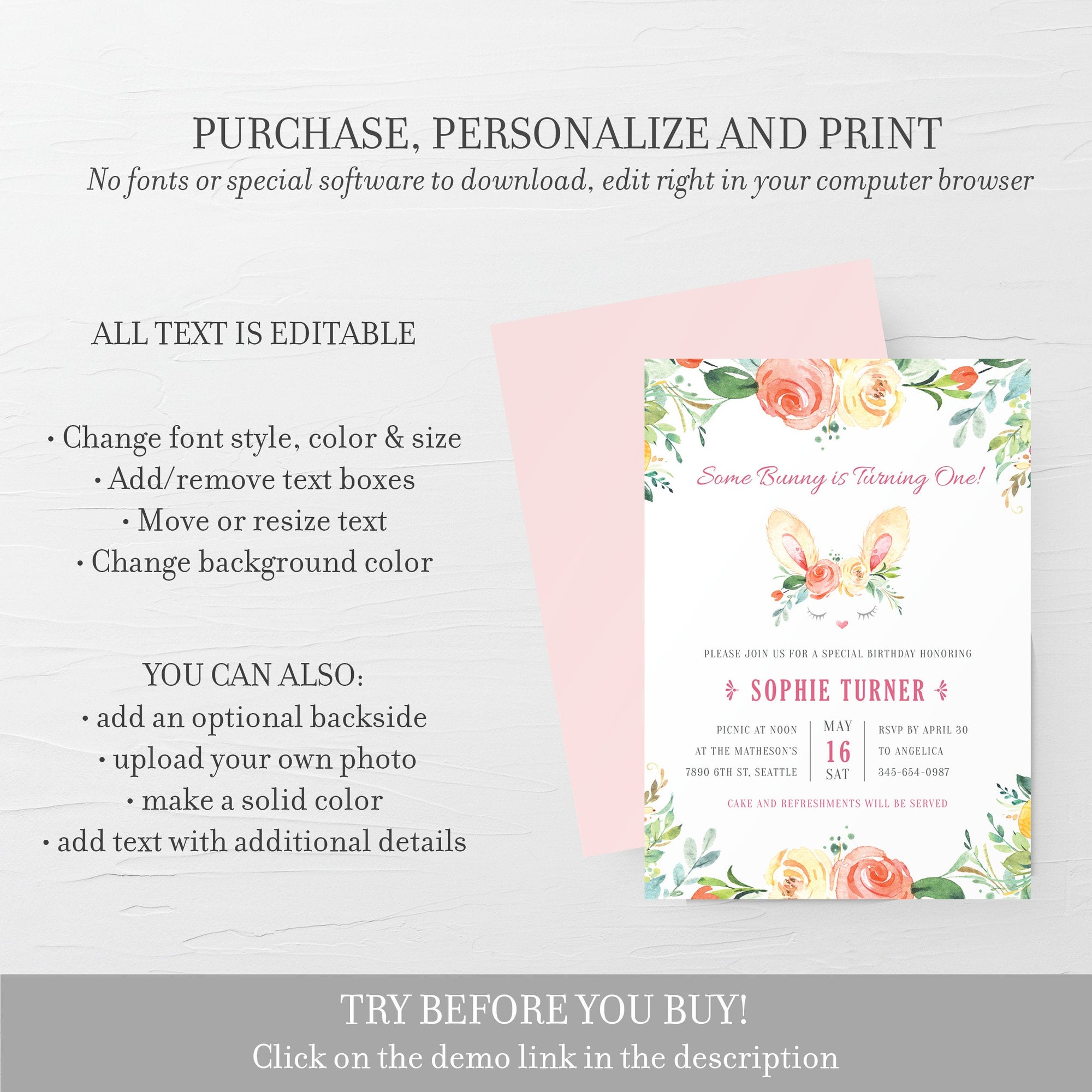 some-bunny-is-one-invitation-template-printable-bunny-1st-birthday-in-plumpolkadot for Free Printable Bunny Birthday Invitations Some Bunny Is One Invitation Template, Printable Bunny 1st Birthday In - PlumPolkaDot for Free Printable Bunny Birthday Invitations