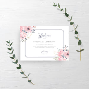 Navy and Blush Wedding Welcome Sign Printable, Unplugged Wedding Sign Template, Wedding Unplugged Ceremony Sign, DIGITAL DOWNLOAD - NB100 - @PlumPolkaDot 