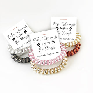 Palm Springs Bachelorette Party Favors, Spiral Hair Ties, Palm Springs Before The Rings - @PlumPolkaDot 