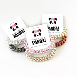 Panda Birthday Party Favors, Spiral Hair Ties, Panda Party Supplies - @PlumPolkaDot 