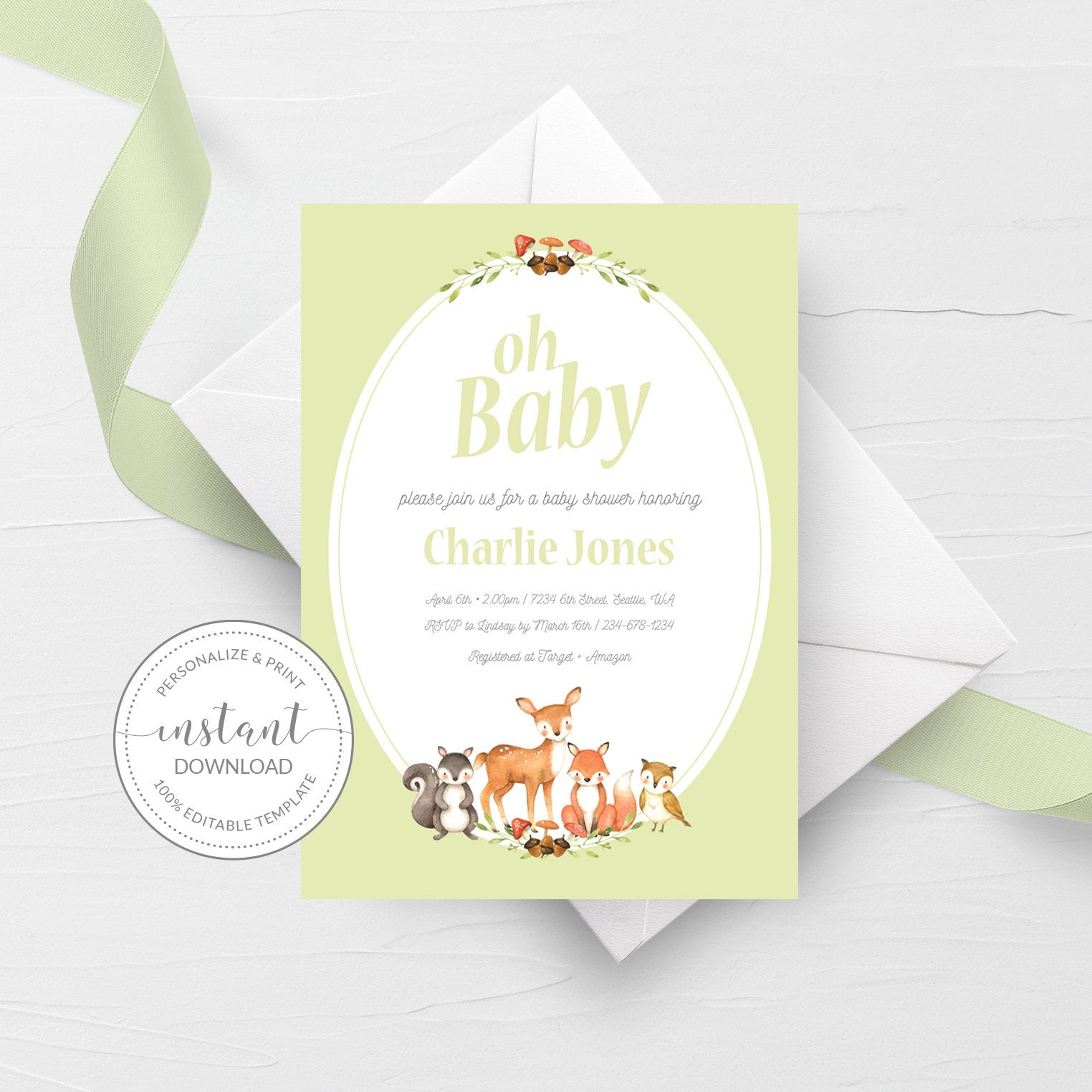 Woodland Animals Baby Shower Printable Invitation Blank Free Baby Woodland Animals Baby Shower Printable Invitation Blank Free Baby