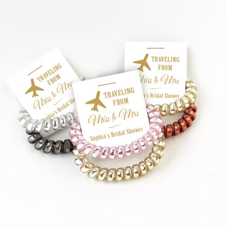 Traveling From Miss to Mrs Bridal Shower Favors, Telephone Cord Spiral Hair Ties, Travel Bridal Shower, Travelling From Miss to Mrs - @PlumPolkaDot 