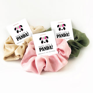 Panda Party Favors, Hair Scrunchies, Panda Birthday Party Favors, Panda Party Supplies - @PlumPolkaDot 